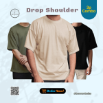 3p Combo Drop Shoulder - Olive, Cream White & Black