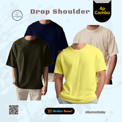 4p Combo Drop Shoulder - Navy Blue, Olive, Yellow & Cream White