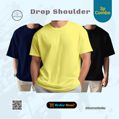 3p Combo Drop Shoulder - Yellow, Black & Navy Blue