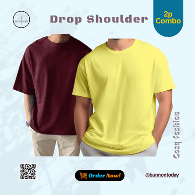 2p Combo Premium Drop Shoulder – Maroon & Yellow