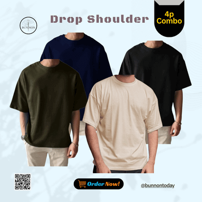 4p Combo Drop Shoulder - Navy Blue, Olive, Cream White & Black