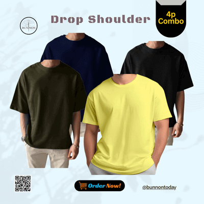 4p Combo Drop Shoulder - Navy Blue, Olive, Yellow & Black