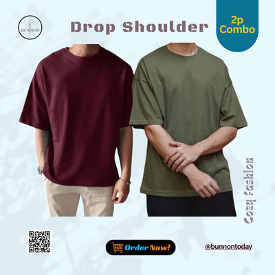 Premium Drop Shoulder – Olive & Maroon – 2P Combo Pack