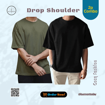 Premium Drop Shoulder – Olive & Black– 2P Combo Pack