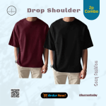 Premium Drop Shoulder – Maroon & Black– 2P Combo Pack