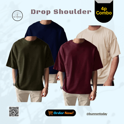 4p Combo Drop Shoulder - Navy Blue, Maroon, Cream White & Olive