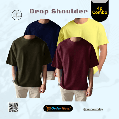 4p Combo Drop Shoulder - Navy Blue, Olive, Maroon & Yellow