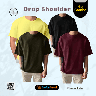 4p Combo Drop Shoulder - Yellow, Olive, Maroon & Black