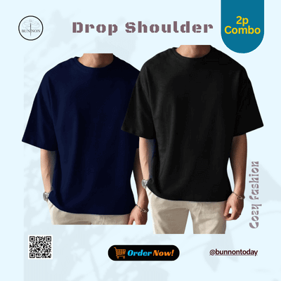2p Combo Premium Drop Shoulder – Navy Blue & Black