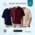 3p Combo Drop Shoulder - Navy Blue , Maroon & Cream White