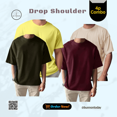 4p Combo Drop Shoulder - Yellow, Cream White, Olive & Maroon
