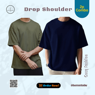 2p Combo Premium Drop Shoulder – Olive & Navy Blue